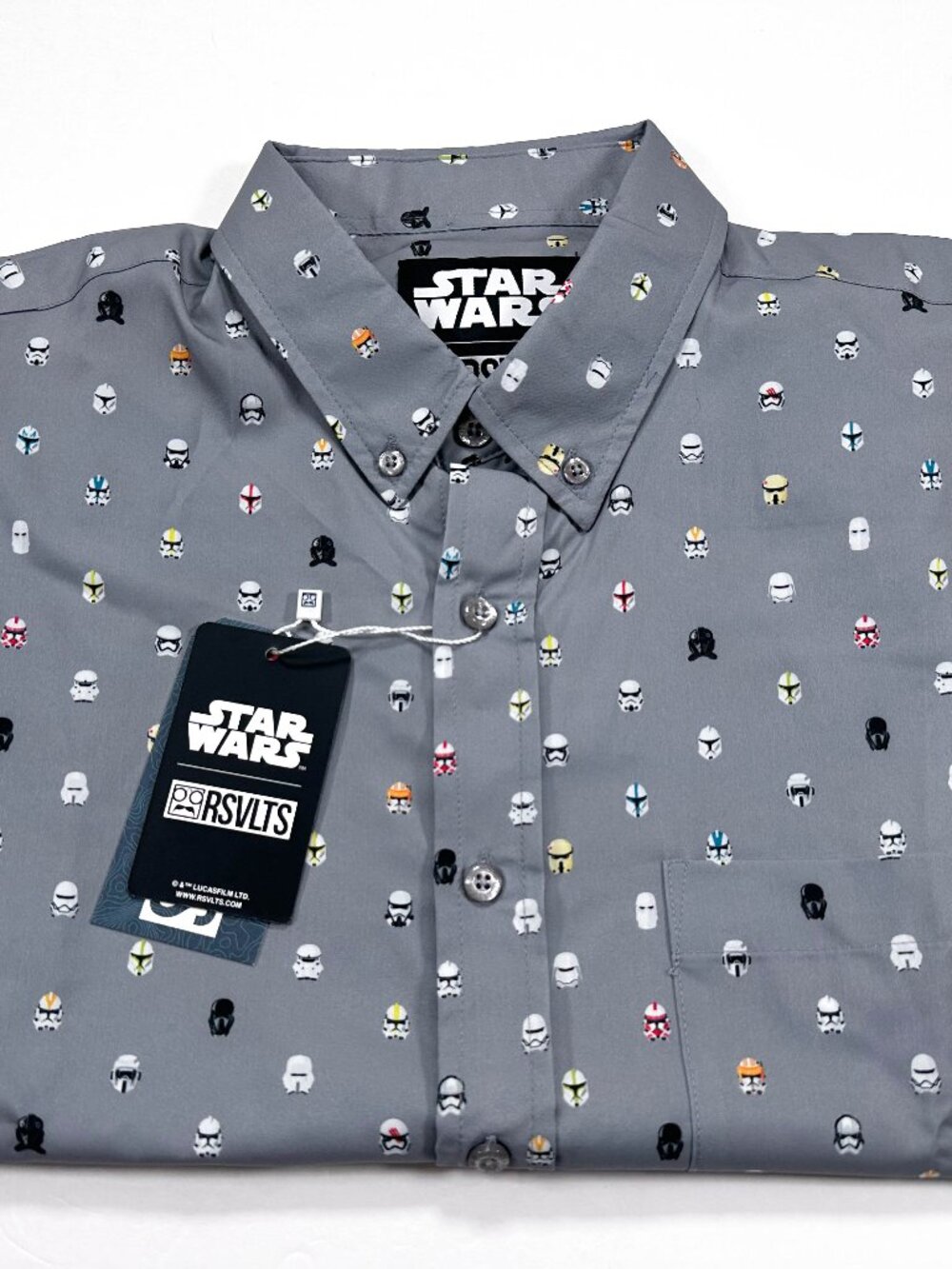 RSVLTS Star Wars Lil Troopers M Gray Short Sleeve Button Shirt NEW NWT